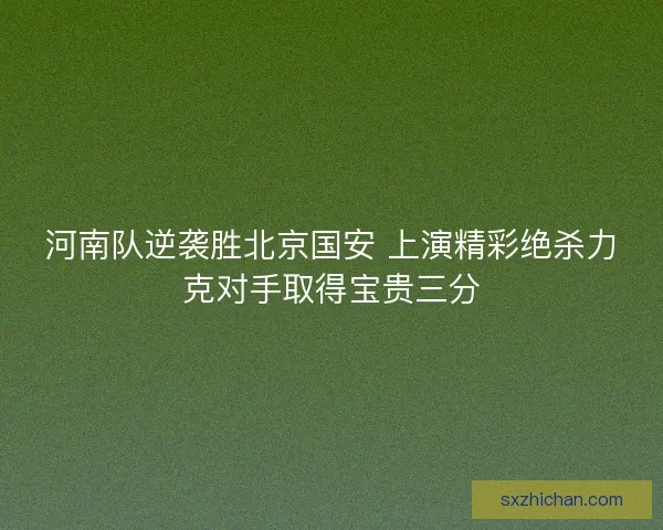 河南队逆袭胜北京国安 上演精彩绝杀力克对手取得宝贵三分